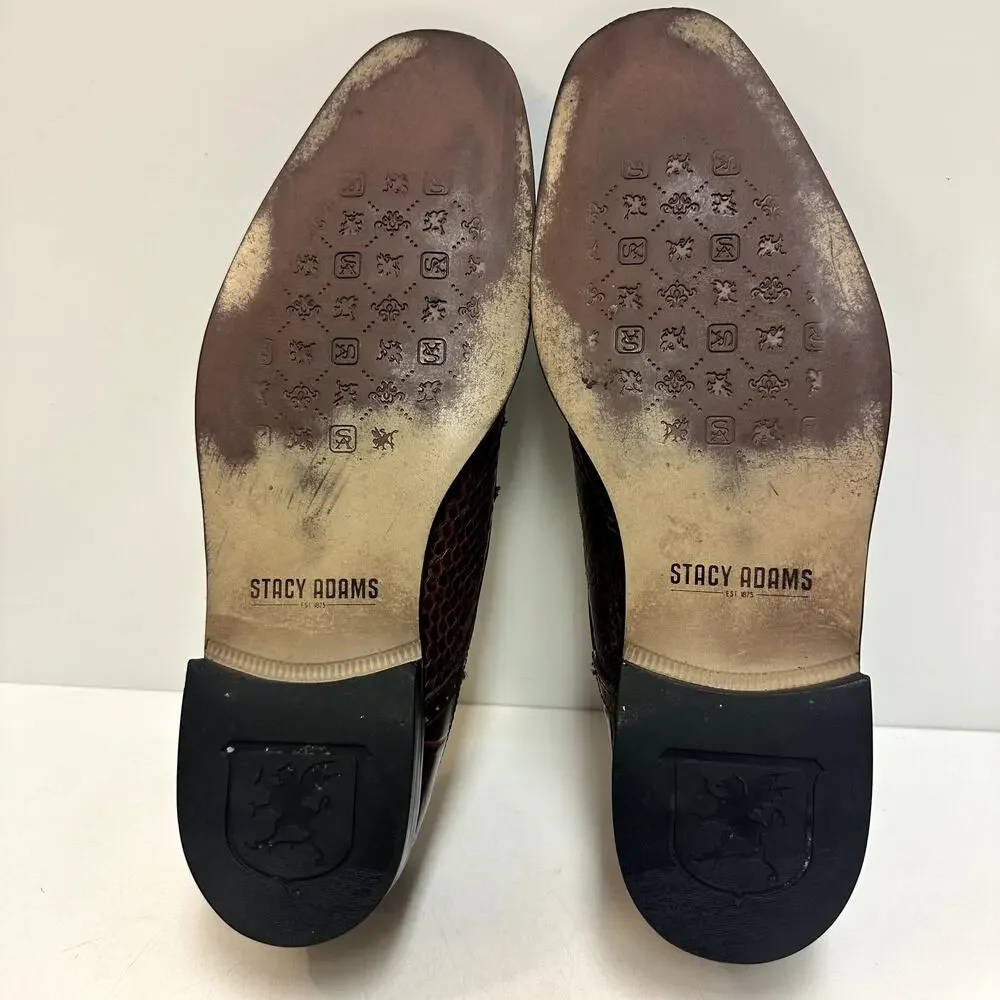 X EUC Stacy Adams Brown Snakeskin Cap Toe Derby Exotic Men's 10.5 D